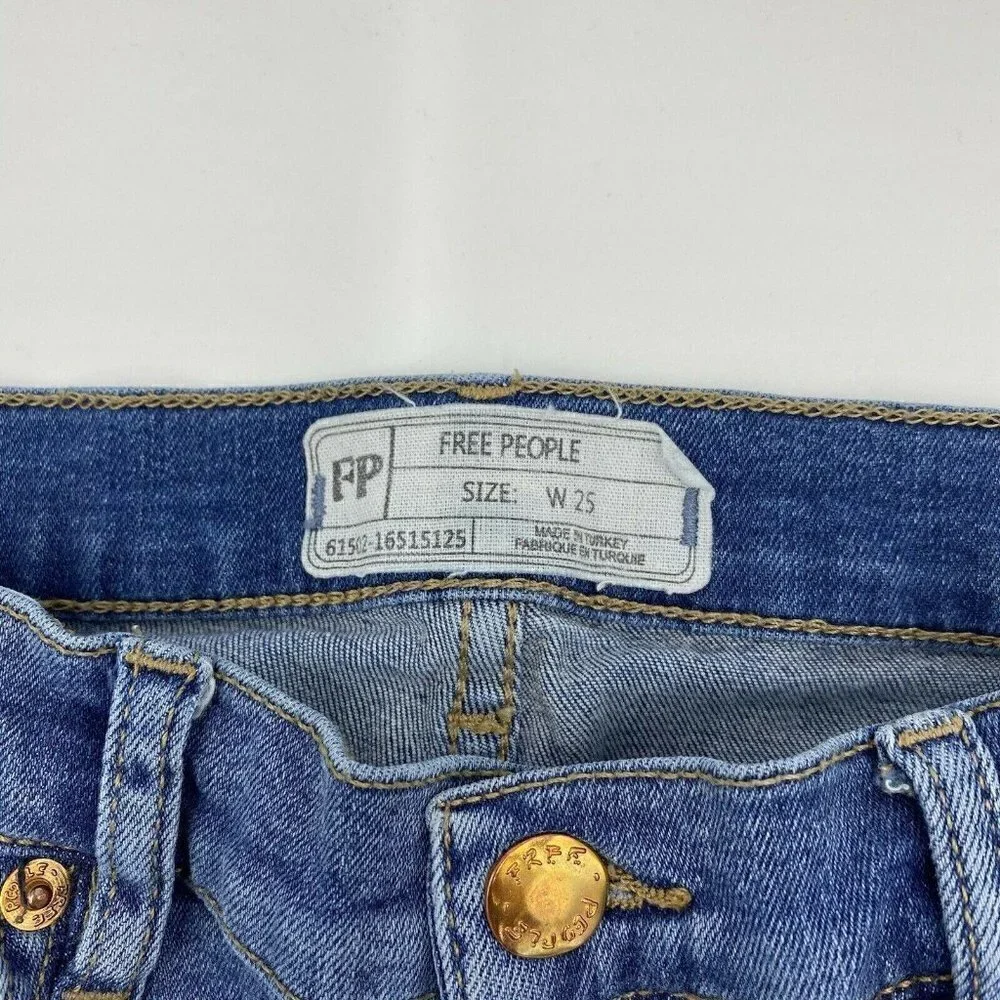 Free People Sz 25x26 Ripped Fray Raw Hem Skinny Jeans